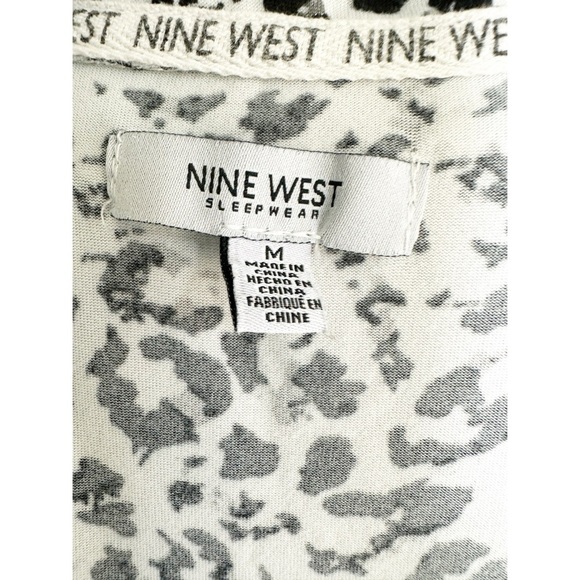 Nine West Nightgown Black White Leopard Print Size Medium Button Front - Picture 5 of 7